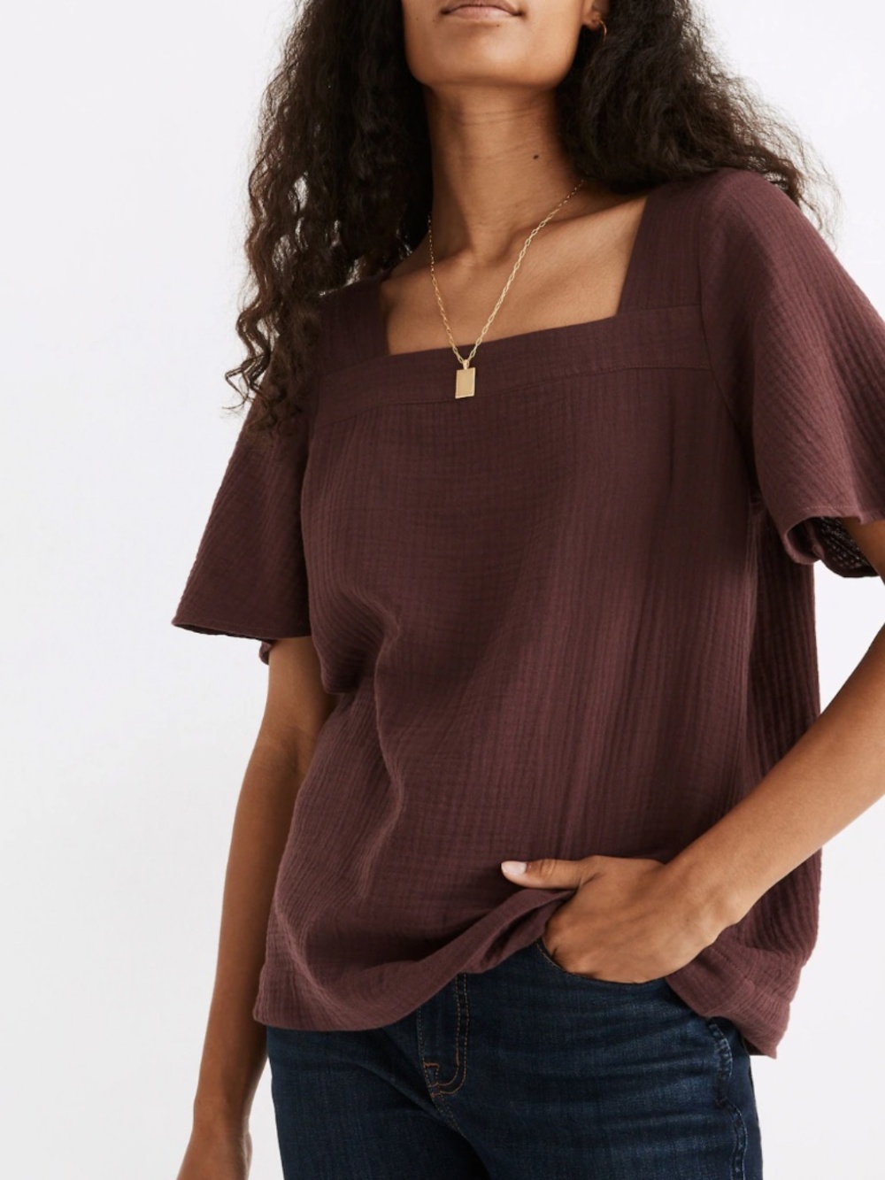 Madewell | Lightspun Harlow Square-Neck Top | m